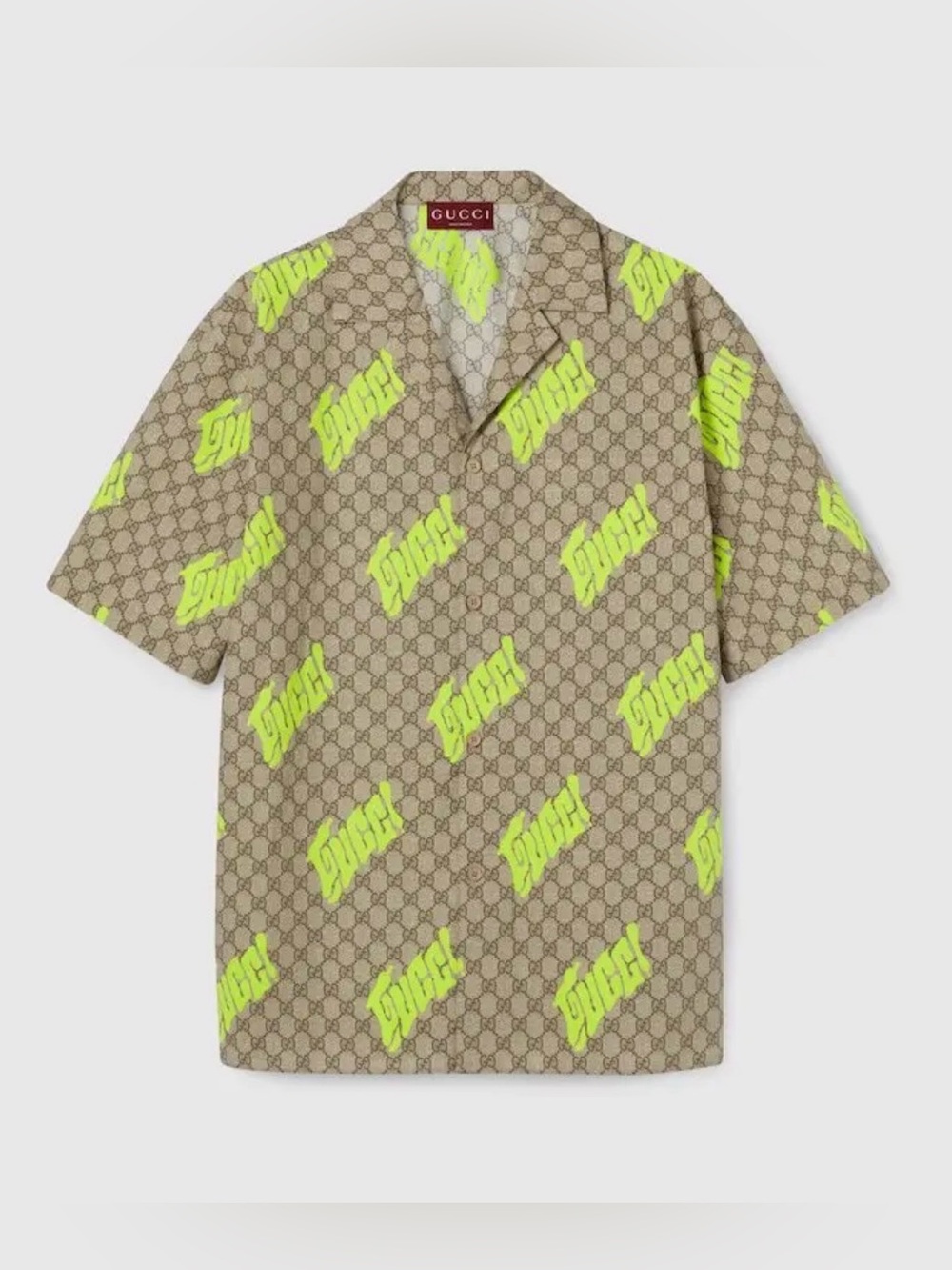 New Authentic Gucci GG Logo Button Up Shirt Brown Size IT 54 / US L